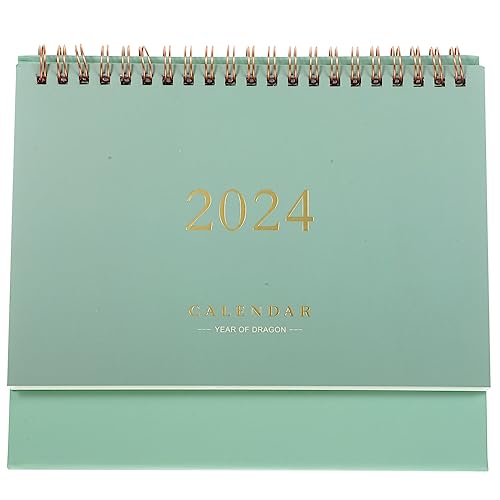 STOBOK 2023-2024 Desktop Kalender Mini Aufstehen Desktop Jahr Kalender Tabelle Papier Kalender Täglichen Scheduler Monatliche Seiten Staffelei Kalender (Grün) von STOBOK