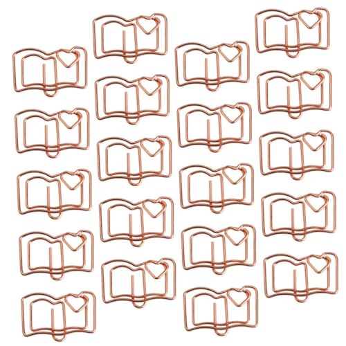 STOBOK 20St Geformte Büroklammer dokumentieren Teenager Büroklammern Schulbedarf hund büroklammern bookmarks book marks Lesezeichen-Clips Clips in Herzbuchform Rostfreier Stahl Golden von STOBOK