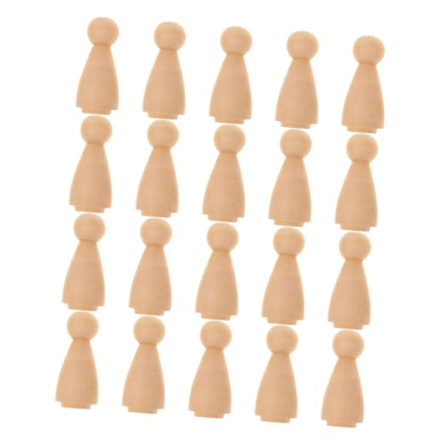 STOBOK 20St Holzpuppe Spielzeug für Kinder puppenfiguren selber bemalen Steckpuppen selber machen Peg-Puppenkörper doll kleiderpuppe unfertige Puppe Menschen geformte Puppe Hölzern Khaki von STOBOK