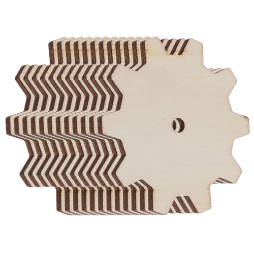 STOBOK 20St Zahnrad Hackschnitzel leere Schlüsselanhänger Treibholz zum Basteln Holzräder für Handwerksarbeiten DIY Holzspielzeug Holzscheibenverzierung hölzerne Ornamente Beige von STOBOK