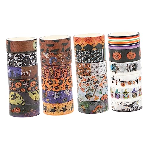 STOBOK 24 Rollen Halloween-washi-tape Washi-papierband Kürbis-papierband Washi-klebeband Etikettenaufkleber Glitzerband Dekoratives Washi-tape Tagebuch Washi Tape Kariertes Washi Tape von STOBOK