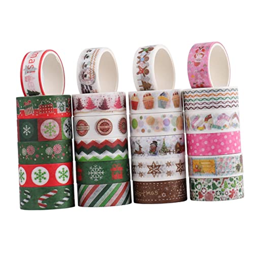 STOBOK 24 Rollen Weihnachts-washi-tape Santa Masking Tape Schneeflocken Weihnachtsdekorband Washi Tapes Zum Verpacken Von Weihnachtsgeschenken Wintergoldfolienband Geschenkbänder Papier von STOBOK