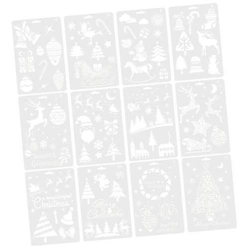 STOBOK 24 Stk Schablonen Zum Malen Weihnachtsvorlagen Zum Malen Diy Malschablone Nummernvorlage Für Scrapbooking Wiederverwendbare Malschablone Scrapbooking Zum Selbermachen Weiß von STOBOK
