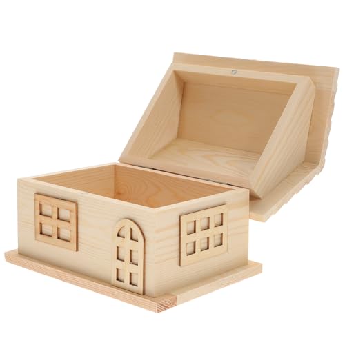 STOBOK 2Er-Box Holzkiste in Hausform für Wohnzimmer Kisten Geld Sparer Boxen mit Deckel aufbewahrungskorb storage boxes ideas Desktop-Organizer Desktop-Speicherhalter Hölzern von STOBOK