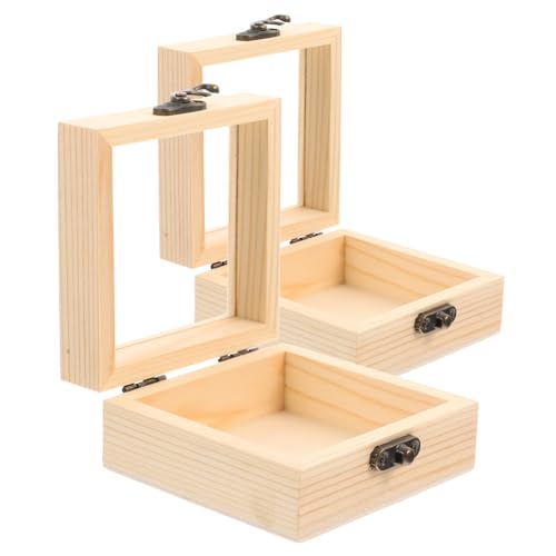 STOBOK 2Er-Box aus Holz Hochzeitsdekorationen für die Zeremonie Ohrring-Geschenkboxen für Schmuck box personalisiert storage boxes Brautduschen-Geschenkboxen Holzbehälter von STOBOK