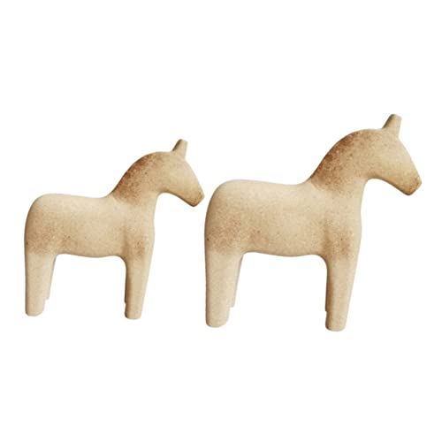 STOBOK 2St Trojanisches schwedische Pferdeskulptur leere figuren dekoration kinder bastelset basteln für kinder Pferdestatue aus Holz Pferdemodell selber bauen hölzern Brown von STOBOK