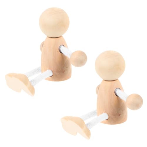 STOBOK 2St hölzerner Mann holzfiguren DIY Holzspielzeug Tischdekoration Figuren für Kinder Steckpuppen unvollendet Blanko-Peg-Puppen Puzzle-Spielzeug lustige DIY-Puppen Puppen malen von STOBOK