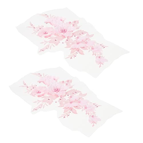 STOBOK 2st Blumenspitze Stoffzubehör Floral Gestickter Aufnäher Hochzeitskleid Blumenflecken Patches Selber Nähen Blumenbeete Selber Machen Patches Aufnähen Diy-patches Rosa Polyestergarn von STOBOK