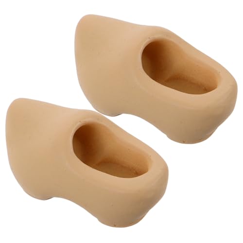 STOBOK 2st Mini Holländische Holzschuhe Spielzeug Puppenhochstuhl Puppenschuhe Hausschuhe Schuhe Damen Puppenhaus Miniatur-zubehör Modepuppe Sohle, Einzig, Alleinig Mini-babys Beige von STOBOK