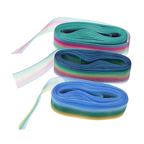 STOBOK 3 Rollen 10 Regenbogen-Chiffonband bastelmaterial bastel materialien Band DIY Band-Haarschmuck DIY-Dekorationsband Haarschleife Band Geschenkbänder DIY Bastelbänder Chiffonbänder von STOBOK