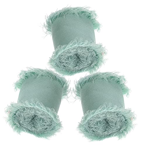 STOBOK 3 Rollen Chiffon Gürtelband Mit Rohen Kanten Für Schleifen Blumensträuße DIY Bänder Hochzeitsstraußbänder Sackleinenband Chiffonband Zum Verpacken Beltane Dekor Tiara von STOBOK