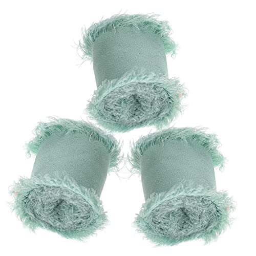 STOBOK 3 Rollen Chiffon-gürtel Mit Ungesäumten Kanten Diy-bänder Vintage Hochzeitsdeko Blumenstrauß Liefert Hochzeitsstühle Fransenband Weihnachtsband Chiffonband Bunt Polyester Sky-blue von STOBOK