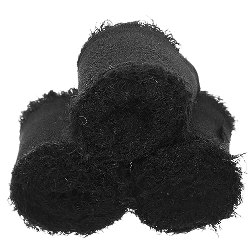 STOBOK 3 Rollen Dekorative Fransenbänder Hochzeitsstraußbänder Elegantes Geschenkband Fransenband Band Für Blumenstrauß Haarspangenbänder Selber Machen Schleife Wickelband Black Polyester von STOBOK