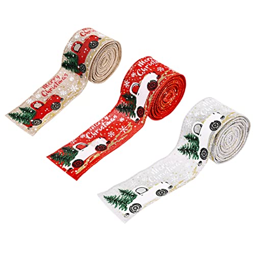 STOBOK 3 Rollen Geschenkband seidenband ribbon christmas decoations bandfeile Fröhliches Weihnachtsband weihnachtsthemaband weihnachtsdeko DIY band dekoration Party-Requisiten-Dekor Stoff von STOBOK