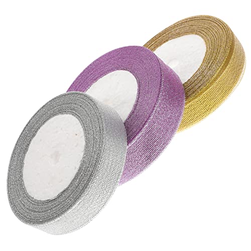 STOBOK 3 Rollen Glitzergürtel Festival-Geschenkband dekorative Bänder DIY liefert seidenband ribbon Geschenkband für den täglichen Gebrauch Bastelband für den täglichen Gebrauch Polyester von STOBOK