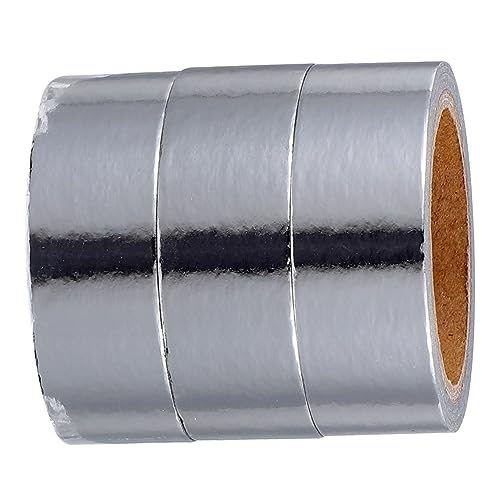 STOBOK 3 Rollen Goldfolienband Aufkleber für Scrapbooking Abdeckband, dekoratives Klebeband Goldband kassetten the washi tape Washi Tape kawaii Scrapbooking-Klebeband selber machen Silver von STOBOK