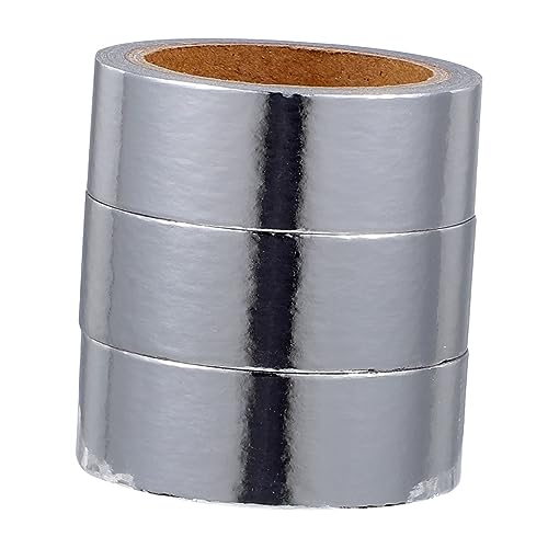 STOBOK 3 Rollen Goldfolienband Klebstoff Doppelklebeband Punkt metallisch weißes Band kassetten the washi tape Klebeband für Scrapbooking farbiges Washi-Tape Japanisches Papier Silver von STOBOK