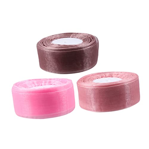 STOBOK 3 Rollen Organzaband Organza ribbon wrapping ribbon Soft ribbon Stylish ribbon Pink ribbon Geschenkbänder für Blumenstrauß-Verpackungsdekoration geschenkband reiner Organza von STOBOK