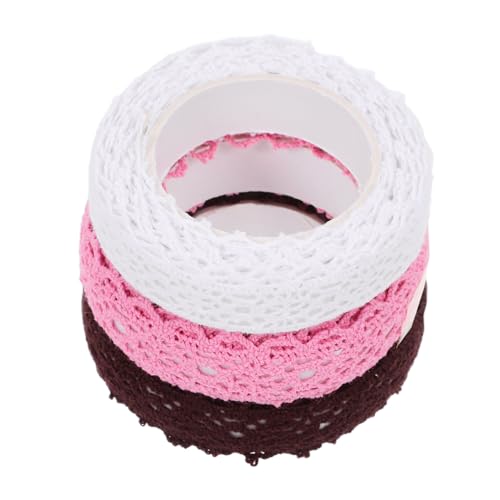 STOBOK 3 Rollen Spitzenband Bastelband Klebebänder Handgefertigte Spitzenbänder Dekorative Spitzenbänder Spitze Washi Tape Spitzenbänder Zum Basteln Scrapbooking-spitzenbänder Stoff von STOBOK