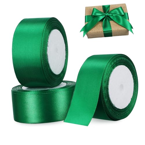 STOBOK 3 Rollen Verpackungsband Lamettaband Für Haare Geschenkband Für Weihnachten Geschenkband Geschenkband Geschenkband Bündel Schwarz Satinband Breites Band Polyester Grün von STOBOK