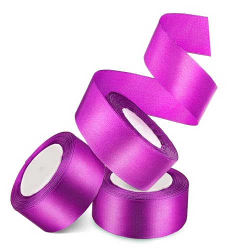 STOBOK 3 Rollen verpackung Band Netz Karton verrechnet Haken Sackleinen Röhren breites band geschenkband Blumenstraußband dekoratives Band Bänder für Handwerk Polyester Violett von STOBOK