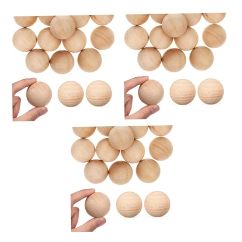 STOBOK 3 Sätze 3 Sets Massivholzkugeln Raumkugeln Für Den Schrankbau Unfertige Holzkugeln Kleine Holzkugeln Schmuckherstellung Holzperlen Holzperlen Runde Holzkugeln 15 Stück * 3 von STOBOK