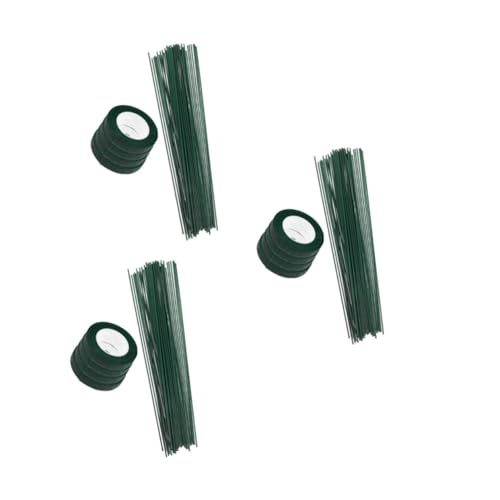 STOBOK 3 Sätze Blumenband-Set Blumendekoration Materialien Floristisches Klebeband Set dünnes Drahtband Produkt dreifach grüne Blumendrahtstiele Bausatz zur Blumenherstellung Papier Green von STOBOK