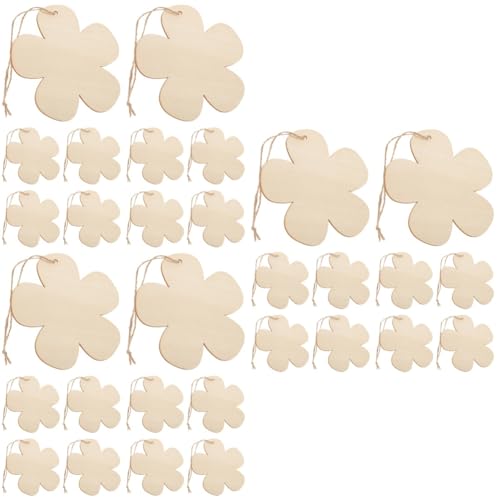 STOBOK 3 Sätze Blumentablett Aus Holz Pflanzendekor Künstliche Rosen Holzrohlinge Holzblumen Diy Graffiti-blumenausschnitte Handgefertigte Gemäldeausschnitte Hölzern Khaki 10 Stück * 3 von STOBOK