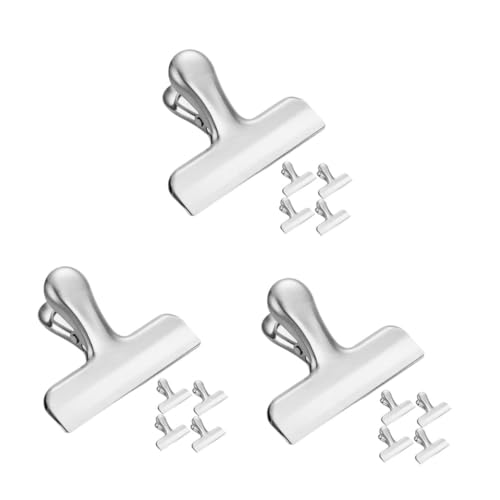 STOBOK 3 Sätze Edelstahlclip Lebensmittelklammern Aus Metall Aktenklammern Lebensmittelclip Aus Metall Scharnierclip Aus Metall Binder Büroklammer Rostfreier Stahl Silver 5 Stück * 3 von STOBOK