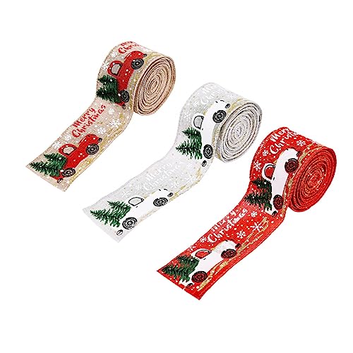 STOBOK 3 Sätze Geschenkband Rot Ornamentband Weihnachtsband Bausatz Bogen Gold Seidenband Ribbon Christbaum Band Weihnachtsdeko Weihnachtsthemaband Diy Band Dekoration Stoff 3 Rollen * 3 von STOBOK