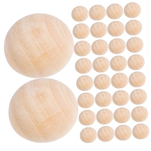 STOBOK 3 Sätze Halbrunde Holzperlen Blaugrünes Dekorative Schale Zedernkugeln Ball Halbe Perlen Buchsbaum Diy Holzperlen Halbkugel Holzperlen Lose Perlen Abstandsperle 200 Stück * 3 von STOBOK