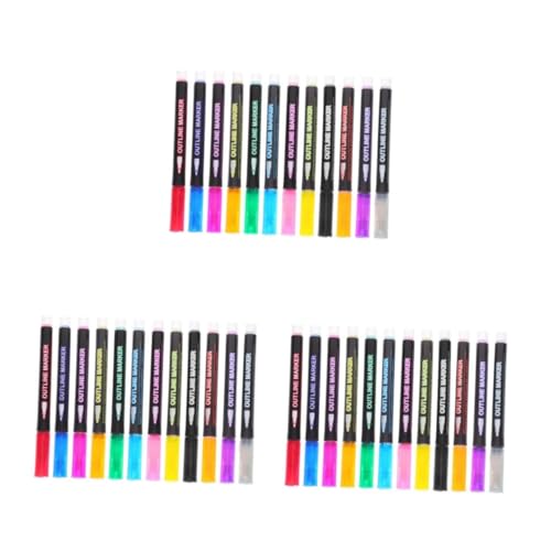 STOBOK 3 Sätze Handkonto-text Marker Leuchtmarker Set Notizbuch Marker Vielseitige Marker Pens Biegsame Dekoration Aufkleber Textmarker Markierungsstifte Färbenstifte Plastik 12 Stück * 3 von STOBOK