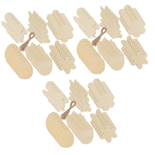 STOBOK 3 Sätze Hasenei-holzchips Hängende Ausschnitte Heimdekorationen Diy Holzornamente Holzanhänger Ostern Das Etikett Unfertige Holzscheiben Ostern Geformte Khaki 42 Stück * 3 von STOBOK