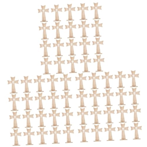 STOBOK 3 Sätze Holzkreuz-bastelarbeiten Moderne Inneneinrichtung Blumendraht Kernstück Mini The Office Büroradio Religiöse Altarfigur Kreuz Hölzern Beige 20 Stück * 3 von STOBOK