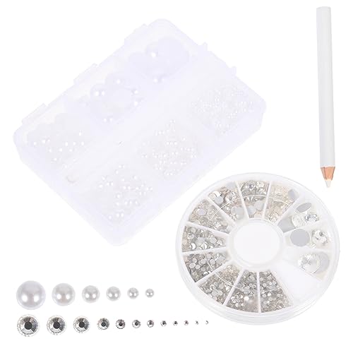 STOBOK 3 Sätze Imitationsperle flacher Diamant Gewölbe Anlage runde Decke Stecker trinkbar edelsteine schmucksteine bugelperlen sets nagelbeißer stop gems Nagel Charms Kristalldekore Harz von STOBOK