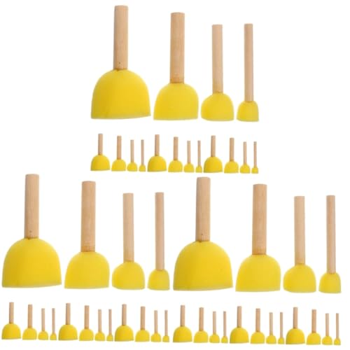 STOBOK 3 Sätze Lackiergriff Pinsel Stiftung Farben Fluid Detail Nachfüllung Puff Leistung Topfreiniger Runde Malschwämme Markierungen Schwämme Küche Machen Schwamm Yellow 24 Stück * 3 von STOBOK