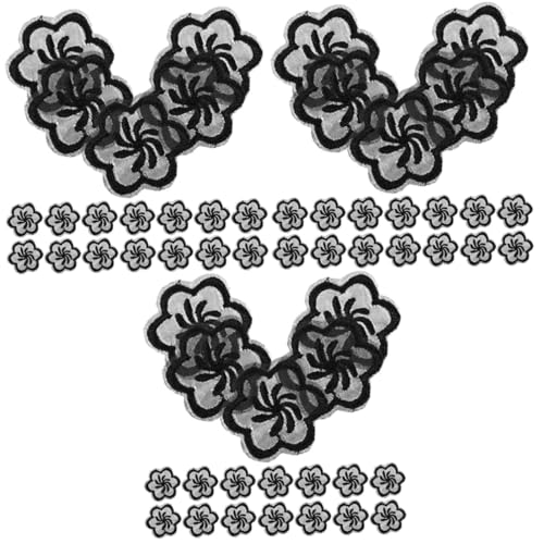 STOBOK 3 Sätze Organza-mullpflaster Floral Gestickter Aufnäher Flicken Für Stoff Mini Stickerei-stoff-patch Flicken Nähen Patches Nähen Aufnäher Nähen Polyesterfaden Black 20 Stück * 3 von STOBOK