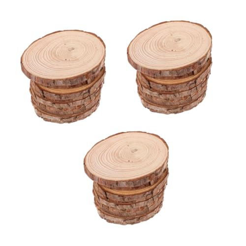 STOBOK 3 Sätze Runde Holzspäne Unvollendete Runde Kreise Aus Holz Unfertige Holzscheiben Runde Holzkreise Natürliche Holzscheiben Rundes Holzschild Brown Kiefernholz 10 Stück * 3 von STOBOK