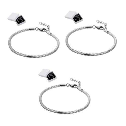 STOBOK 3 Sätze Schlangenknochenarmband Schlangenarmband Edelstahlarmband Charm-Armband mit Schlangenkette Bettelarmbänder für Damen Kettenarmband für Männer herren armband Papier Silver von STOBOK