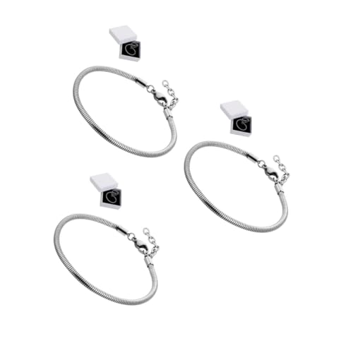 STOBOK 3 Sätze Schlangenknochenarmband Schlangenarmband für Damen Bettelarmbänder für Mädchen Edelstahlarmband Frauen Schmuck Bettelarmbänder für Damen herren armband Papier Silver von STOBOK