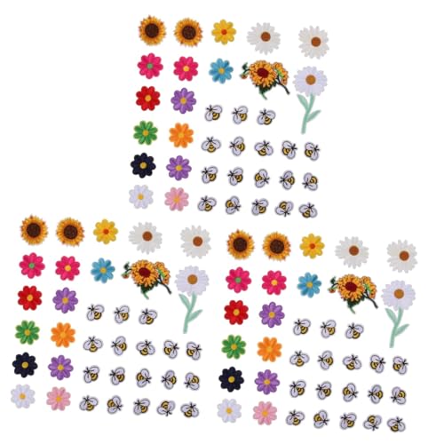 STOBOK 3 Sätze Sonnenblumenfeld Nähzubehör Blumenmuster Nâhzubehör Spitzen-patch Anlage Bausätze Bügeleisen Kleider Cartoon-nähflicken Kleidungsstück Kleidung Polyester 36 Stück * 3 von STOBOK