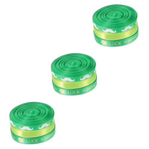 STOBOK 3 Sätze Verpackungsband Ribbon Bandfeile Party Decoration Bandalette Weißes Band St. Patricks Day Kleid Geschenkband Zum Verpacken Von Geschenken Grünes Band Polyester 3 Rollen * 3 von STOBOK