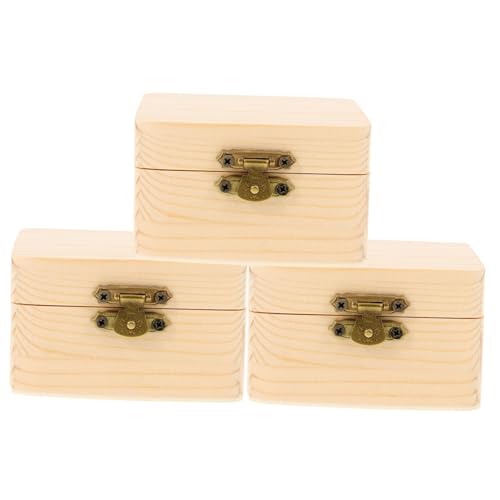 STOBOK 3 Stk quadratisches Holzgehäuse Korb Fall Kiste Aufbewahrungsorganisator für Bastelarbeiten storage boxes aufbwahrungs-box schmuck box schmuckkästchen Schlosskasten Hölzern von STOBOK