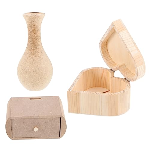 STOBOK 3 Stück Holz Schmuckschatulle Handvase Schmuck Aufbewahrungsbehälter Vasen Für Tafelaufsätze Heimdekoration Schmuck Schatz Organizer Schminktisch Dekoration Heimvasen von STOBOK