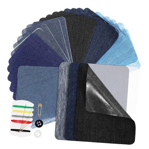 STOBOK 30 Stück Denim-Aufkleber textilkleber Patches für Kleidung Bügelflicken Denim-Patches für Jeans Flecken Flicken für Jeans innen bügeln Hosen Reparaturflicken reine Baumwolle von STOBOK