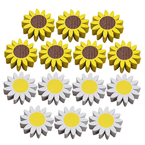 STOBOK 30 Stück Sonnenblumen Holzperlen Kunsthandwerk DIY Perlen Charms Perlen Abstandshalter Lose Perlen Sonnenblumen Perlen Geformte Perlen Gelbe Perlen DIY Perlenzubehör von STOBOK