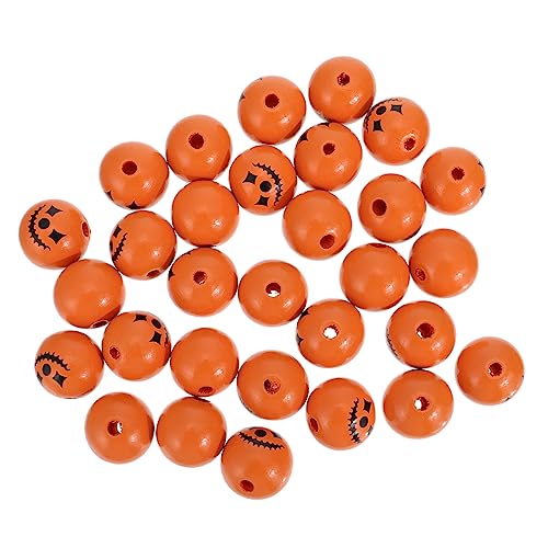 STOBOK 30St Halloween-Holzperlen Perlenzubehör dekorative lose Perlen Sommergirlande halloween mitgebsel halllowen armschlinge farbige Perlen quaste anhänger DIY perlen hölzern Orange von STOBOK