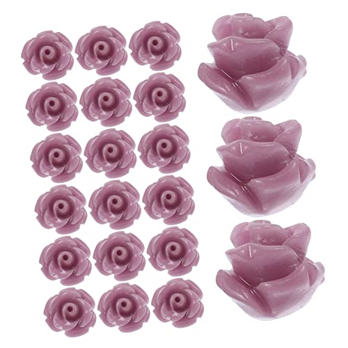 STOBOK 30st Blumenperlen Schmuckperlen Basteln Handgefertigte Schmuckstücke Diy-perlen Für Schmuck Geschnitzte Blumenkette Perlen Für Armbänder Handbuch Violett Rosenperlen Harz von STOBOK