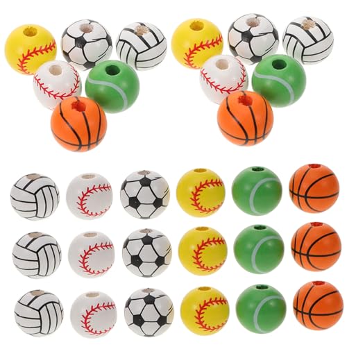 STOBOK 30st Fußball-holzperlen Sport-rugby-perlen Armbänder Perlen Sport Lose Perlen Sport-abstandsperle Perlen Für Sportbälle Kugel Lose Perle Abstandshalter Lose Perlen Klobige Perlen von STOBOK