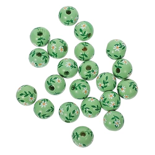 STOBOK 30st Holzperlen Girlande Diy Perlen Grüne Girlande Grüner Schmuck Sommerschmuck Gänseblümchen Schmuck Runden Perlen Für Kinder Farbige Perlen Farbperlen Kinderschmuck Hölzern Green von STOBOK